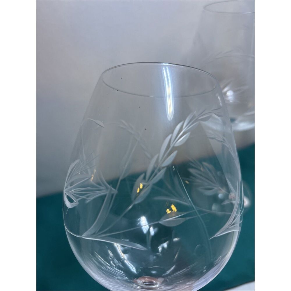 Schott Zwiesel 2 Water Goblets 14 Oz. Warsaw Cut Glass NWT Etched Floral - Picture 2 of 10